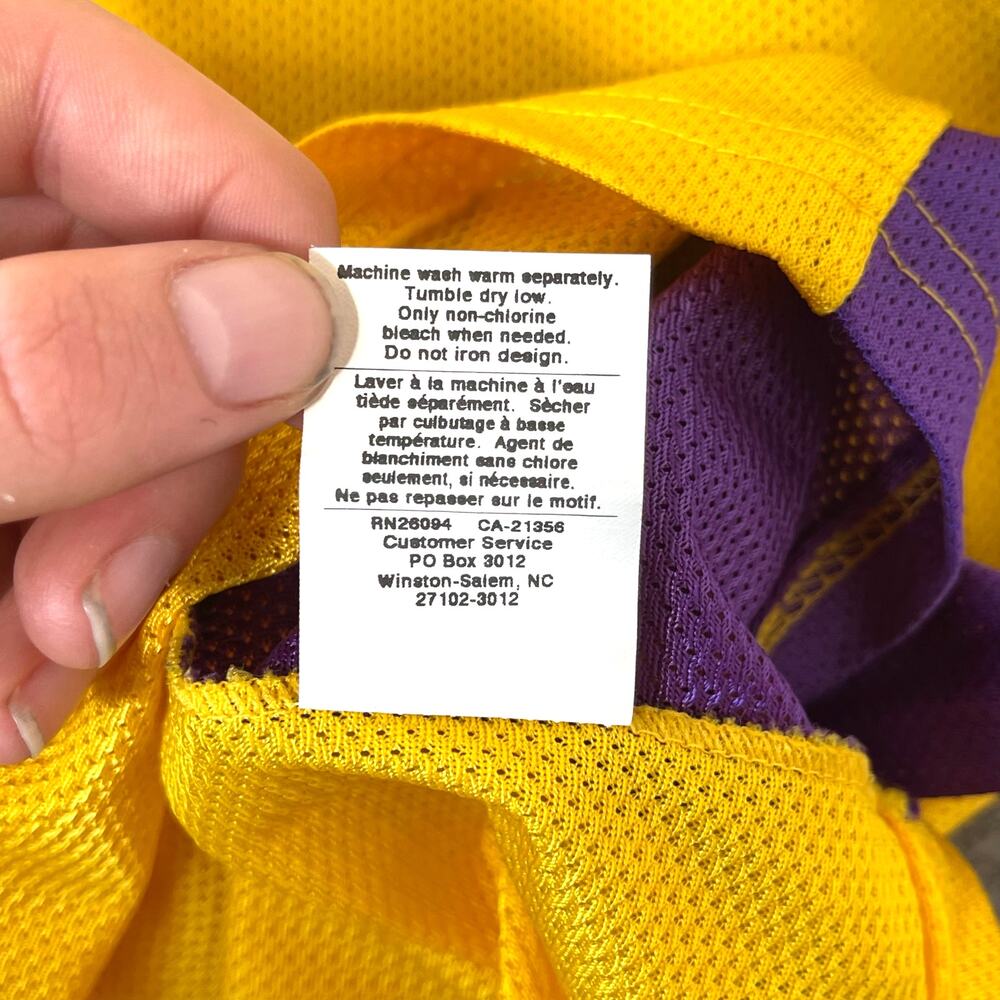 Champion LA Lakers Kobe Bryant #8 NBA Basketball Yellow/Purple Jersey Size 48/XL - Picture 9 of 12